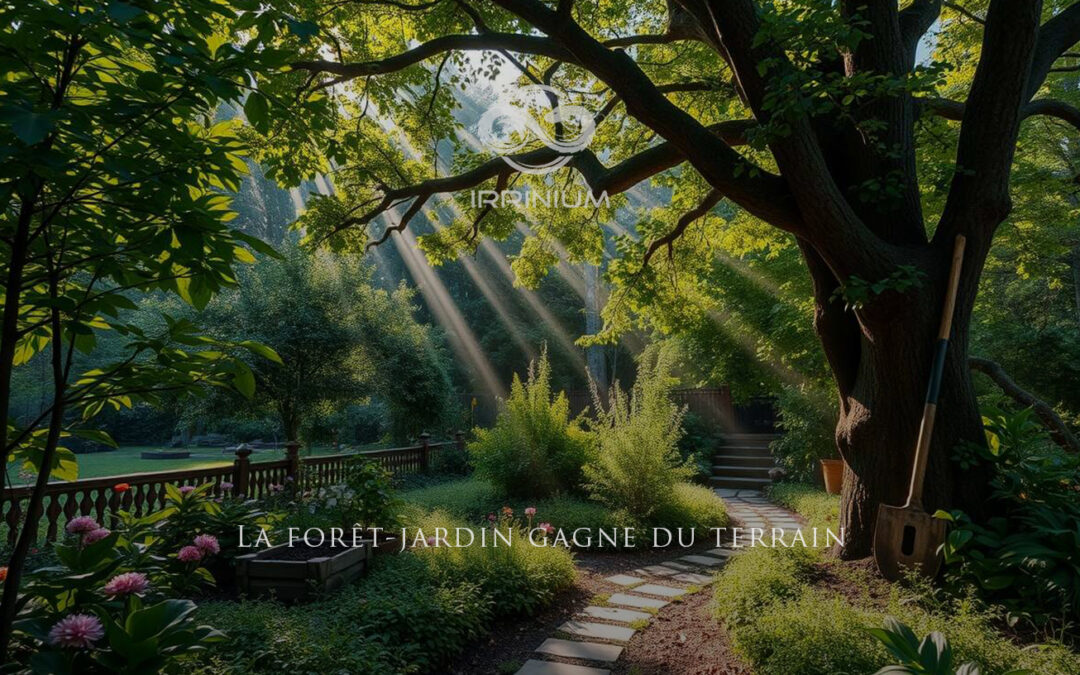 Un jardin de type forêt avec une végétation variée et dense.